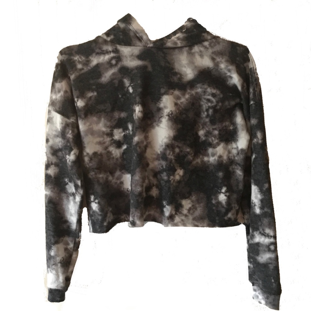 love, fire GIRL'S TIE DYE CROP HOODIE SIZE L